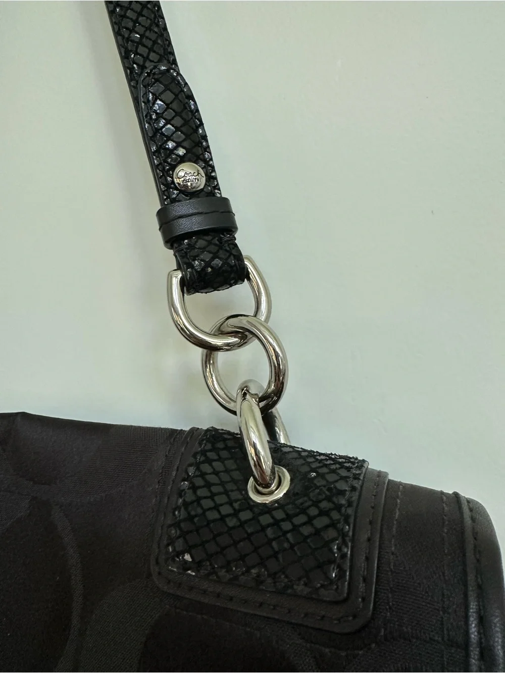 Coach Black Shoulder Bag with Silver Turn-Lock - Picture 7 of 10